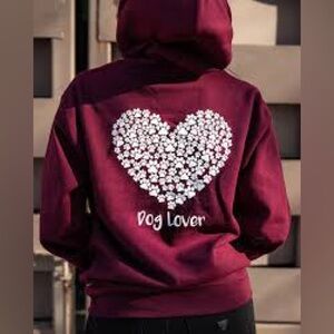 Dog lover hoodie maroon small